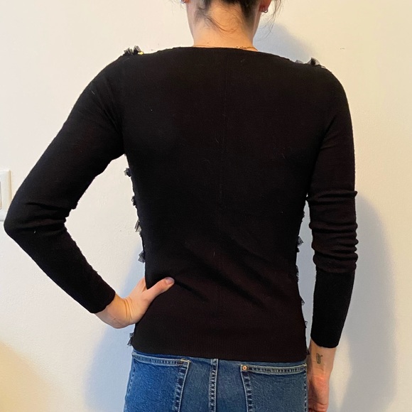 Milly Black Sequin Embellished Striped Car… - Picture 3 of 8